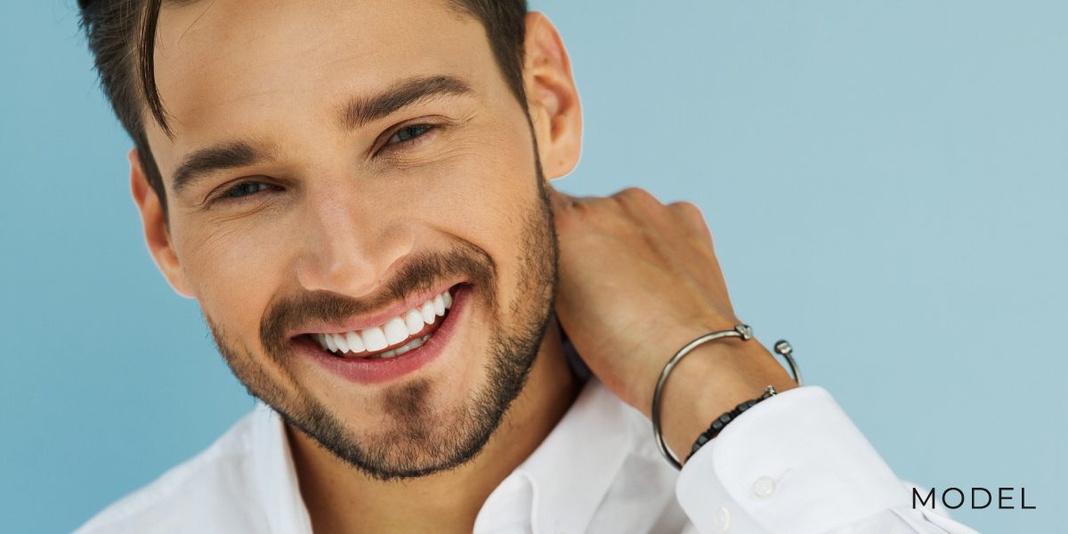 Close Up of Face of Young Handsome Smiling Man