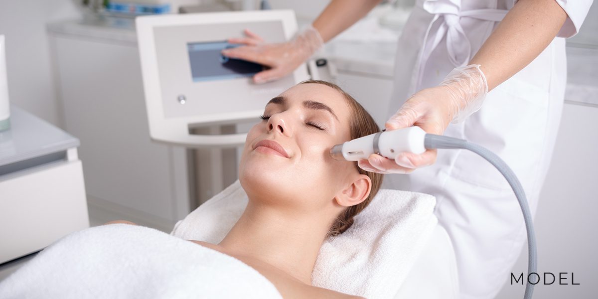 Female Receiving Non-Surgical Laser Facelift at Med Spa